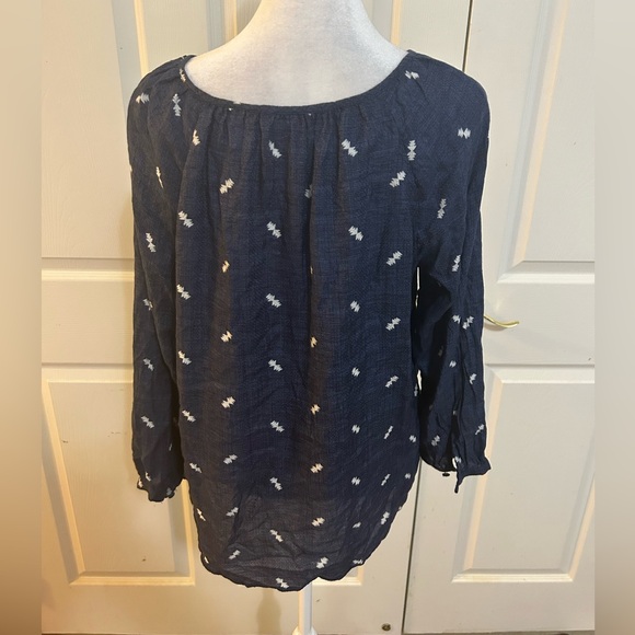 Lucky Brand blue and white boho top, Medium - Picture 4 of 5